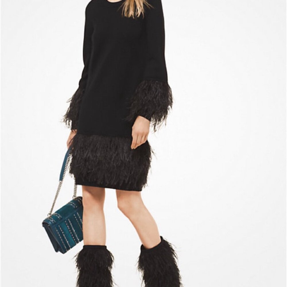 MICHAEL KORS Feather-Embroidered Dress
